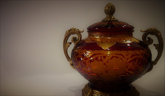 Antique Ruby Glass Candy Box