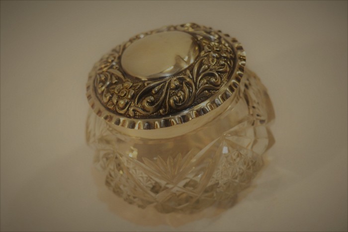 Crystal Sugar Bowl with Silver Lid