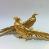 Pheasants Pair Gilt Bronze