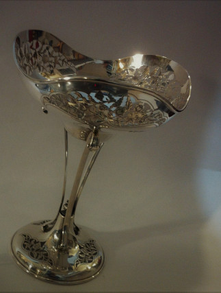 Silver Tall Bowl Centerpiece