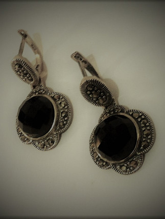 Earrings Silver Onix