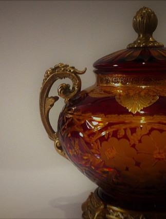 Antique Ruby Glass Candy Box