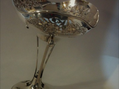 Silver Tall Bowl Centerpiece